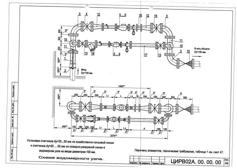 Водомерный узел схема. Цирв02а.00.00.00 л.503,504. Водомерный узел с обводной линией схема. Схема водомерного узла в квартире. Водомерный узел диаметр 65.