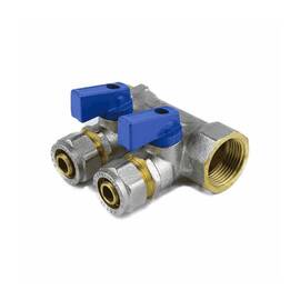 Коллектор лат шар/к син 3/4&quot; м/р 2в Дн16 обжим мп 35мм Aquasfera 7015-01 ., фото 