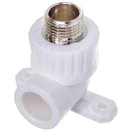 Угольник PP-R РТП комб. с креплен. D 20х1/2" НР, (75/25) белый, фото 