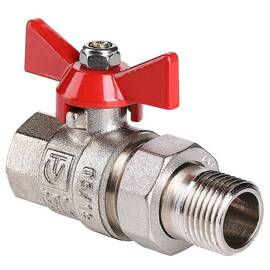Кран шар. Valtec VT.227.N.06 BASE ВН 1" с американкой бабочка, фото 