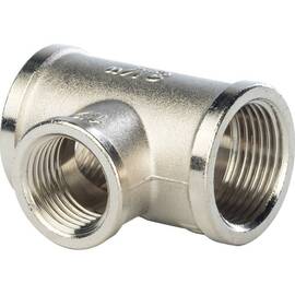 Тройник переходной STOUT никелированный ВВ 3/4"х1/2"х3/4", фото 