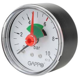 Манометр Gappo аксиальный с указателем предела 1/4" x 10 бар, фото 