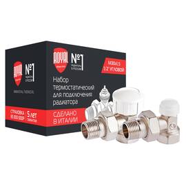 Набор термостатический Royal Thermo для радиатора угловой  1/2" М30х1,5, фото 