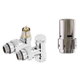 Набор термостатический угловой Royal Thermo Design 1/2" Click (Хром) с термоголовкой Design (Хром), фото 