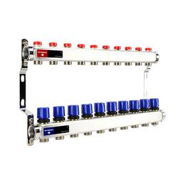 Группа коллекторная для отопления VARMEGA VM15510 ВР 1", на 10 контуров 3/4" EK, нерж. сталь, фото 