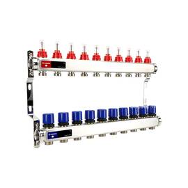 Группа коллекторная с расх. VARMEGA VM15110 ВР 1", под 130 насос, на 10 конт. 3/4" EK, нерж. сталь, фото 