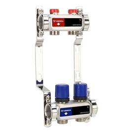 Группа коллекторная для отопления VARMEGA VM15502 ВР 1", на 2 контура 3/4" EK, нерж. сталь, фото 