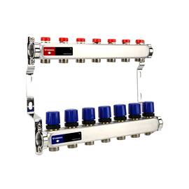 Группа коллекторная для отопления VARMEGA VM15507 ВР 1", на 7 контуров 3/4" EK, нерж. сталь, фото 