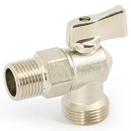 Кран Uni-Fitt Н 1/2"х3/4" для подключения стиральных/посудомоечных машин, никелированный, фото 