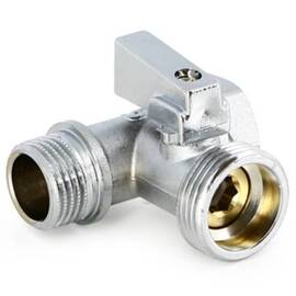 Кран Uni-Fitt шаровой ННВ 1/2"x3/4"х1/2" проходной для стиральных машин, флажок, хромированный, фото 