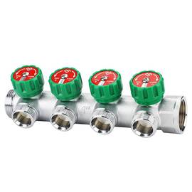 Коллектор регулирующий VARMEGA VM14634, 1", на 4 выхода 3/4"ЕК, хромированный, фото 