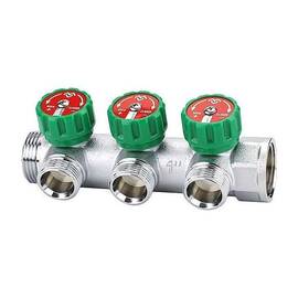 Коллектор регулирующий VARMEGA VM14633, 1", на 3 выхода 3/4"ЕК, хромированный, фото 