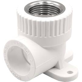 Угольник THERMOLIGHT комбинированный PP-R ВР с креплением 25х3/4" белый (10/80), фото 