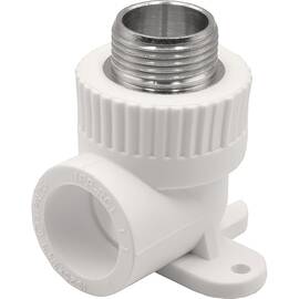 Угольник THERMOLIGHT комбинированный PP-R НР с креплением 25х3/4" белый (10/80), фото 