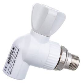 Кран Lammin шаровый PPR радиат. угл. 20 х 1/2" PREMIUM 50/10, белый, фото 