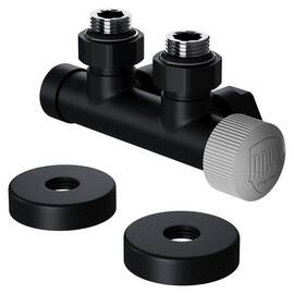 Узел нижнего подключения термостатический угловой Royal Thermo Design Pro 15мм М30х1,5 (Черный), фото 