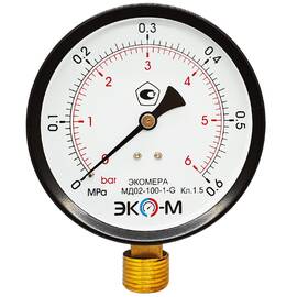 Манометр МД 02 0-0,6МПа, Д100, G1/2" с нижним подключением Экомера, фото 