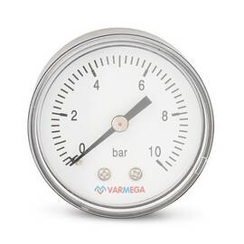Манометр VARMEGA аксиальный 50 мм, 10 бар, 1/4", VMMT08-501002, фото 
