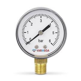Манометр VARMEGA радиальный 50 мм, 6 бар, 1/4", VMMT10-500602, фото 