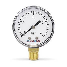 Манометр VARMEGA радиальный 50 мм, 4 бар, 1/4", VMMT10-500402, фото 