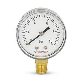 Манометр VARMEGA радиальный 50 мм, 10 бар, 1/4", VMMT10-501002, фото 