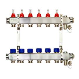 Комплект коллекторов РИДАН SSM-6RF set с расход.,кроншт.,руч. воздух.,слив.кран. и торц.заглуш., фото 