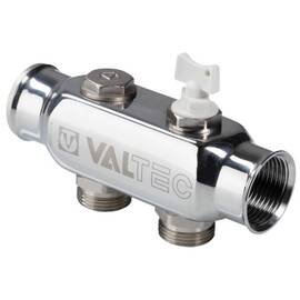 Коллектор VALTEC VTc.505.SS.060504 из нерж. стали с м-о расст. вых. 50 мм 1"х3/4" 4 вых. евроконус, фото 