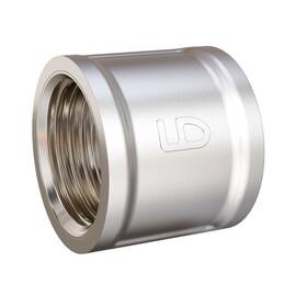 Муфта латунная LD Pride DN50 (2") ВР латунь никель с биркой, фото 
