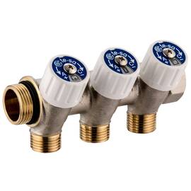 Коллектор Usystems SHB 3/4" бронзовый с вентилями НР/ВР 2x3/4"НР Евроконус, ц/ц 50мм, фото 