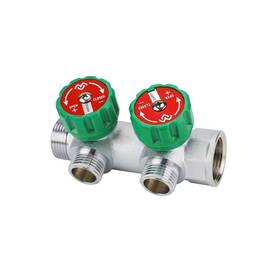 Коллектор регулирующий VARMEGA 1х3/4, 2 выхода,евроконус, никель VMMM01-C06152, фото 