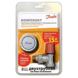 Комплект терморегулятора RA-N/RA 2940 Ду 15, угловой, для двухтрубной системы отопления, фото 