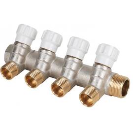 Коллектор латунный с регулирующими вентилями MVI 3/4"x1/2"ЕК 4 вых. MM.404.0504, фото 