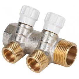 Коллектор латунный с регулирующими вентилями MVI 1"x3/4"ЕК 2 вых. MM.402.0605, фото 