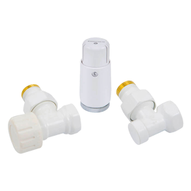 Комплект подключения угловой STANDARD MINI 1/2&amp;quot; (белый) с термоголовкой MINI DIAMANT М30х1,5, фото 