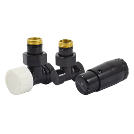 Комплект подключения угловой STANDARD MINI 1/2&amp;quot; (Ral 9005) с термоголовкой MINI DIAMANT М30х1,5, фото 