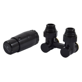 Комплект узла нижнего подкл угловой STANDARD 3/4&amp;quot; (Ral 9005) с термогол. М30х1,5, ниппеля 1/2&amp;quot;Х3/4&amp;quot;, фото 