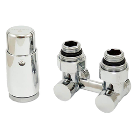 Комплект узла нижнего подкл угловой STANDARD 3/4&amp;quot; (хром) с термоголовкой М30х1,5, ниппеля 1/2&amp;quot;Х3/4&amp;quot;, фото 
