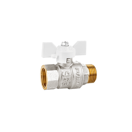 Кран шаровой латунный LD Pride 47.32.B-Н.Б (White) Ду 32 Ру 25 вн-нр, бабочка, фото 