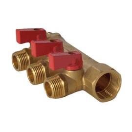 Коллектор лат шар/к красн 3/4&quot; м/р 3в 1/2&quot; н/р 35мм Aquasfera 9026-02, фото 