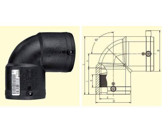 Отвод эл.св.W 90 град. 50 мм SDR 11 Frialen, фото , изображение 2