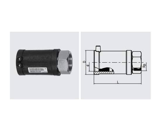 Переход ПЭ-ВП/сталь с внутренней резьбой USTM d32x1" SDR 11 Frialen, фото , изображение 2