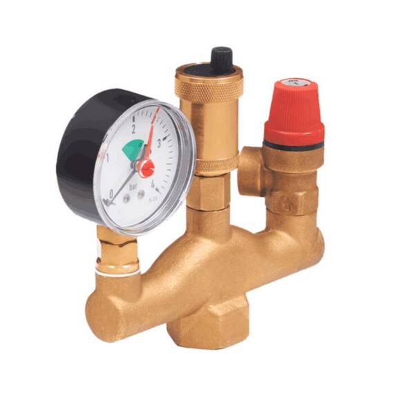 Группа безопасности д/котла 1&quot; м/м лат 3бар до 50 кВт Aquasfera 3006-01, фото 