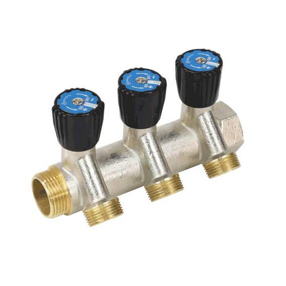 Коллектор лат клап рег 3/4&quot; м/р 4в 1/2&quot; ПУ н/р 50мм Aquasfera 9039-03, фото , изображение 2