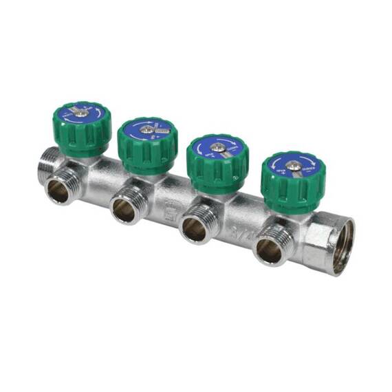Коллектор лат клап рег 3/4" м/р 4в 1/2" ПУ н/р 45мм M110 SantechSystems, фото 