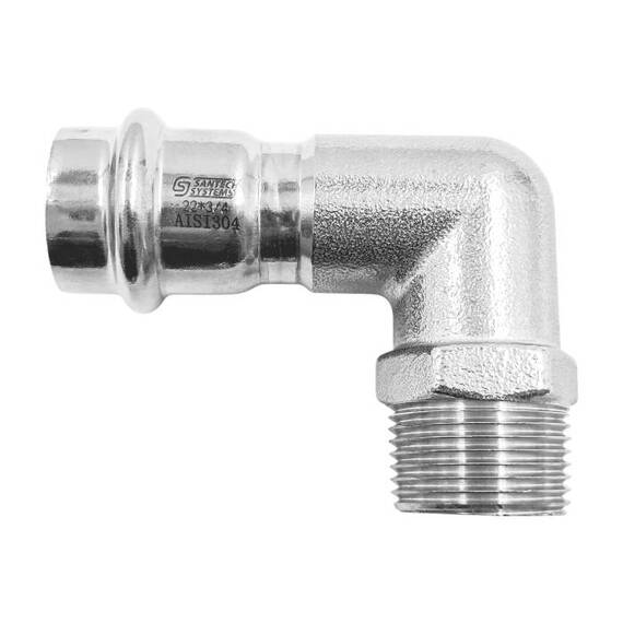 Угольник нерж AISI304 Дн15х1/2&quot; пресс/НР FS122 SantechSystems, фото , изображение 2
