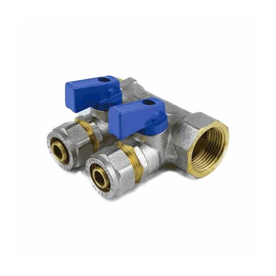 Коллектор лат шар/к син 3/4&quot; м/р 4в Дн16 обжим мп 35мм Aquasfera 7015-05, фото , изображение 2