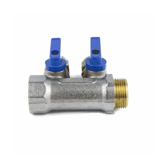 Коллектор лат шар/к син 3/4&quot; м/р 4в Дн16 обжим мп 35мм Aquasfera 7015-05, фото , изображение 6