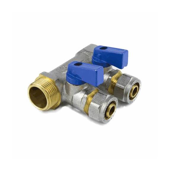 Коллектор лат шар/к син 3/4&quot; м/р 4в Дн16 обжим мп 35мм Aquasfera 7015-05, фото , изображение 9