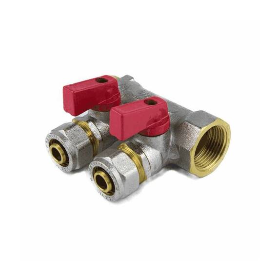Коллектор лат шар/к красн 3/4&quot; м/р 2в Дн16 обжим мп 35мм Aquasfera 7016-01 ., фото , изображение 2