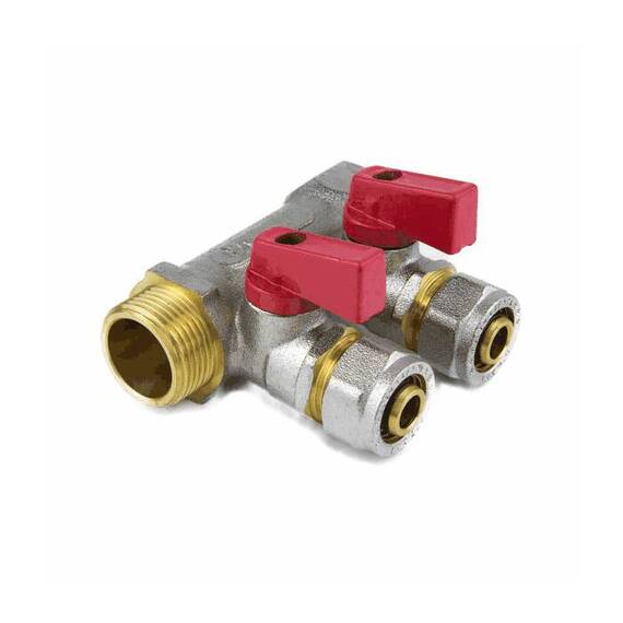 Коллектор лат шар/к красн 3/4&quot; м/р 2в Дн16 обжим мп 35мм Aquasfera 7016-01 ., фото , изображение 9
